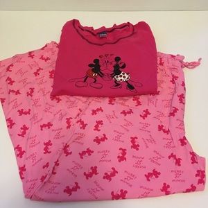 NIP-Disney Mickey and Minnie pink heart pj set